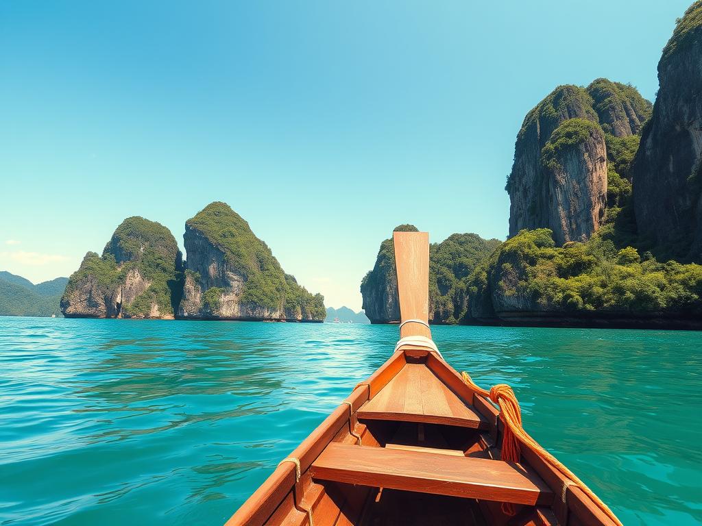 攀牙灣的石灰岩地形和翡翠綠海水，普吉島跳島景點