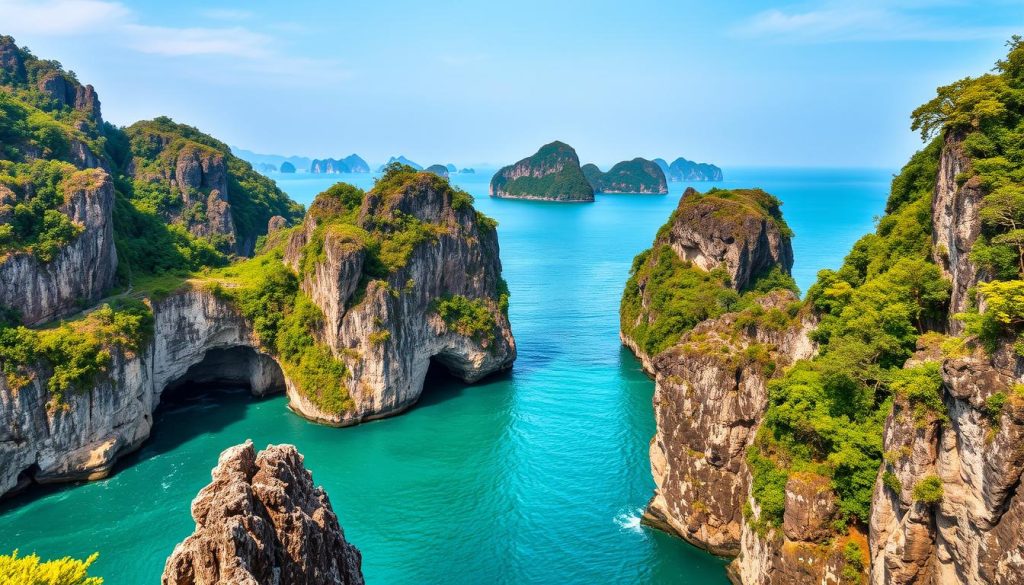 攀牙灣石灰岩地形與海蝕洞穴