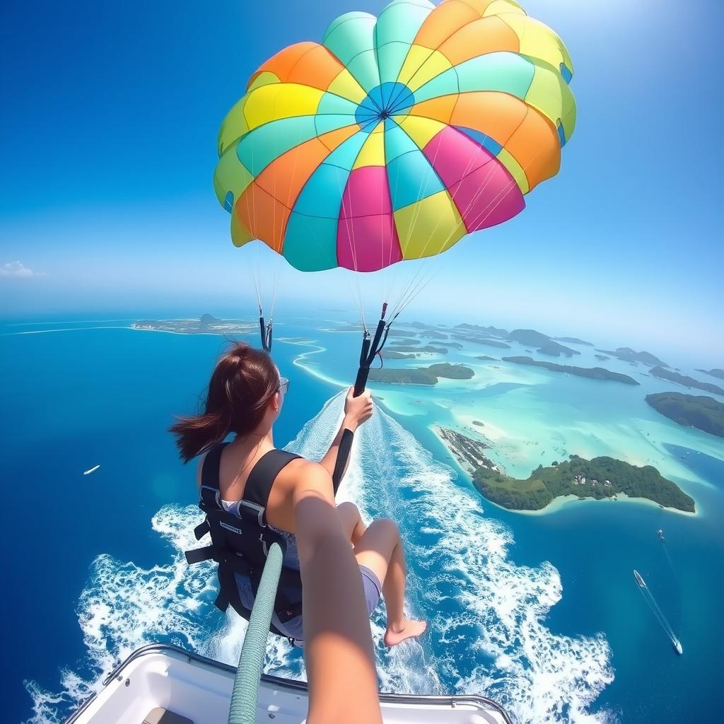 普吉島跳島拖曳傘體驗，高空俯瞰安達曼海美景