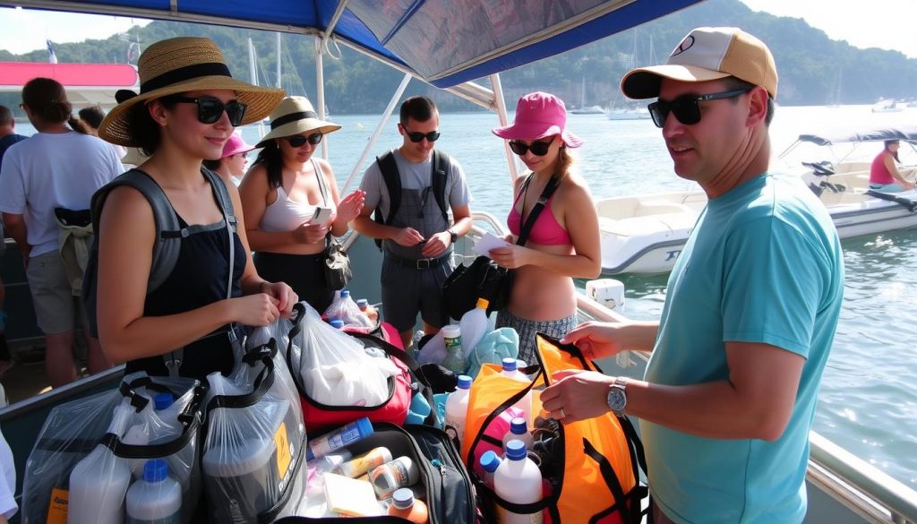 普吉島跳島旅遊準備，旅客攜帶裝備準備登船