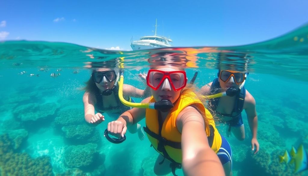 普吉島跳島浮潛體驗，遊客在珊瑚礁區域探索海底世界