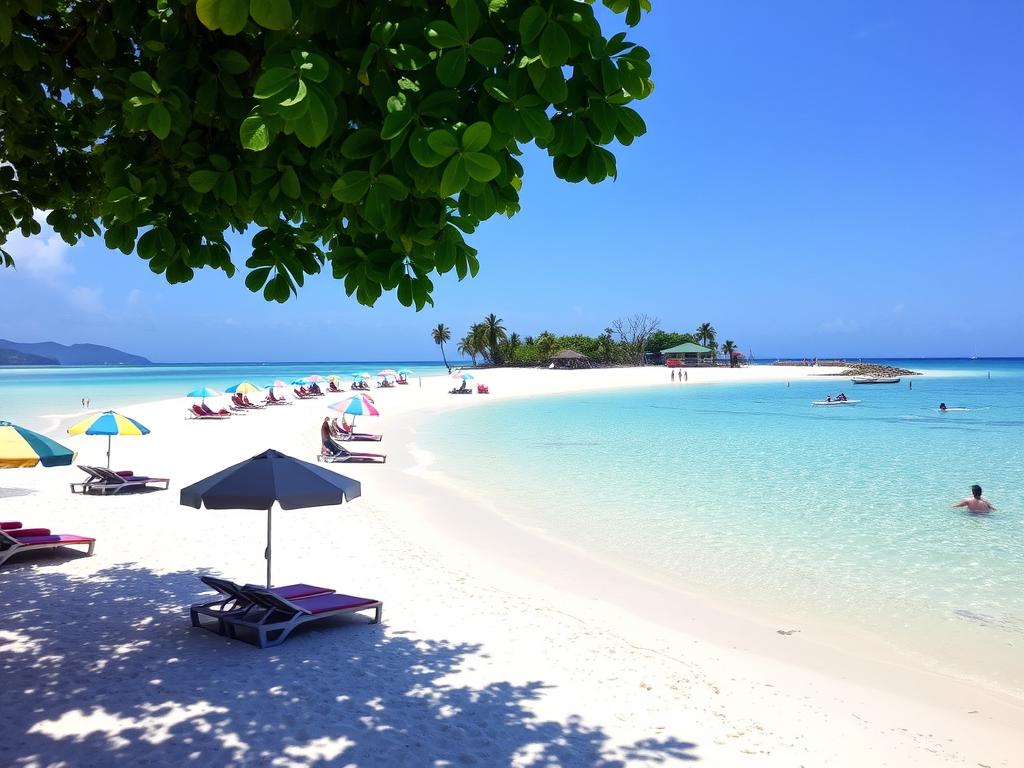 蛋島的白沙灘和休閒設施，普吉島跳島一日遊景點