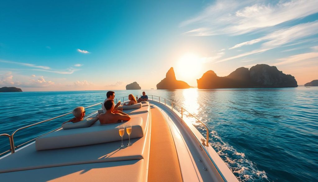 豪華遊艇在普吉島海域航行，跳島旅遊的高級選擇